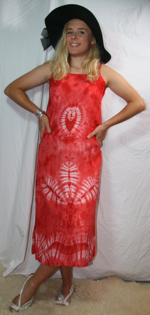 Rd strand kjole fra Thailand. Str. One Size (S-M)