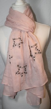 94 x 190 cm rosa trklde, med nitte stjerner for enderne