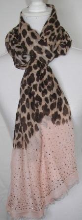 Smart leopard trklde med 20 cm. rosa farvet kant for enderne, med slv nitter.