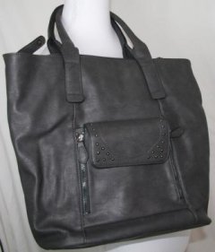 Smart mørke grå taske i kunst læder.