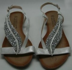 SUPER PRIS!! Smart hvid/sølv sandal, med glimmer blad. Str.  41