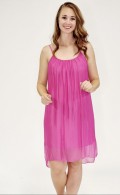 Go pris!! Super flot pink silkekjole, Med pink under skrte. Str. One Size
